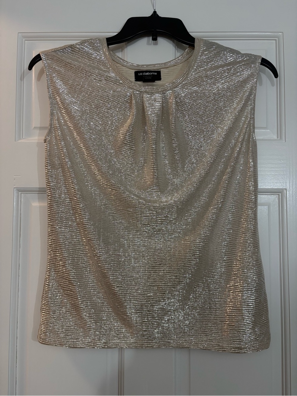 Liz Claiborne Shimmery Silver Metallic Sleeveless Top